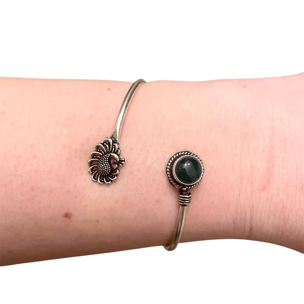 Green Onyx Silver Cuff Bracelet